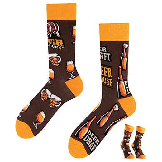 TODO COLOURS Chaussettes Mottif - Bière Pression - Fantaisie, Humour, Homme, Femme, Chaussettes Couleur - baril, tasse, verre, bouteille (39-42, Bière Artisanale)