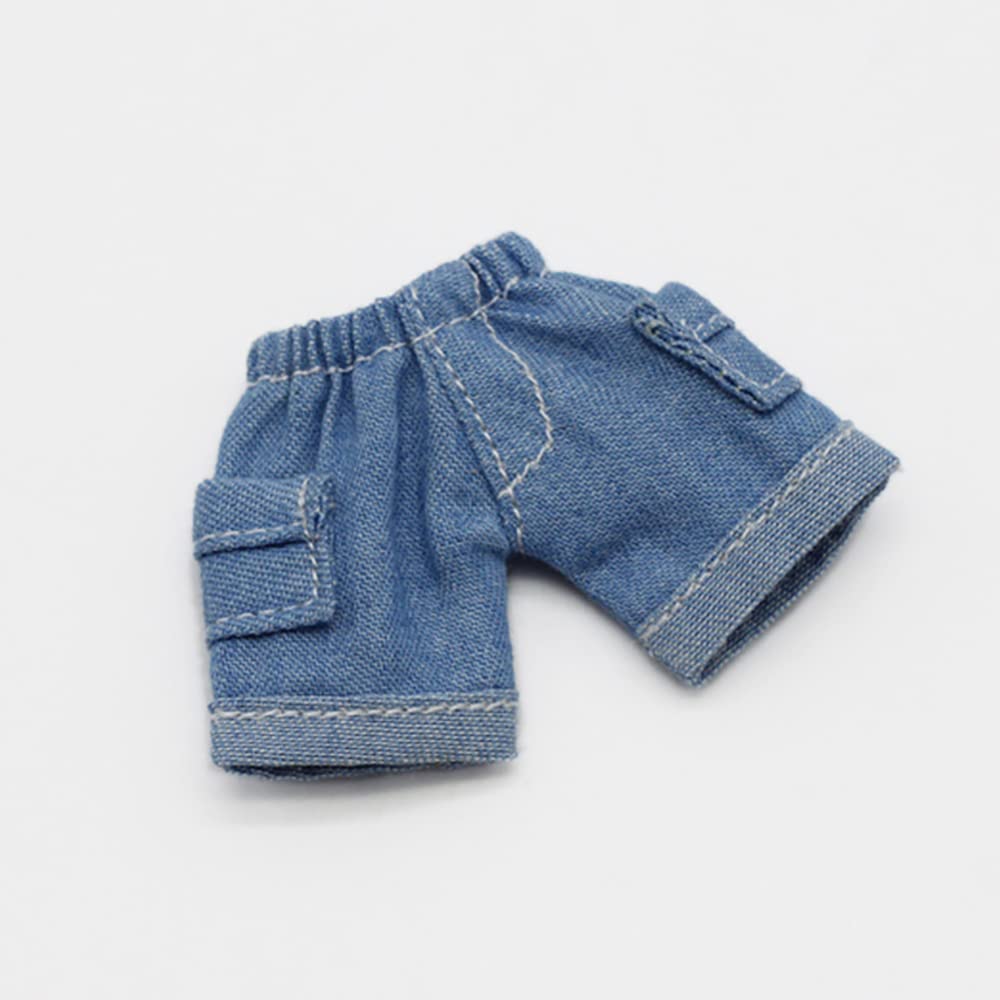 Niannyyhouse Solid Color Short Vest Pocket Cargo Denim Shorts 1/12 BJD