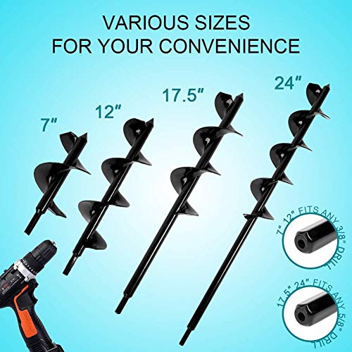 ERYTLLY Bulb Planter, Auger Spiral, Garden Planter Tool 7.6cm x 61cm,Rapid Umbrella Hole Digger for Planting Bulb Seedlings Bedding Tulips, and Digging Weeds Roots for 5/8” Hex Drive Drill 3\"x 24\"