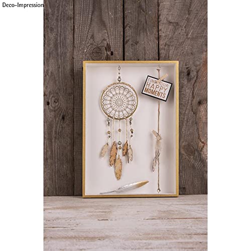 Rayher Hobby Rayher 62817000 Holz-Rahmen mit Holz-Rückwand, 36x25 cm, Tiefe 5 cm, mit Kordel, Aufhänger, Schrauben, Klammern für Dekorationen, ohne Glas, Beige, Groß