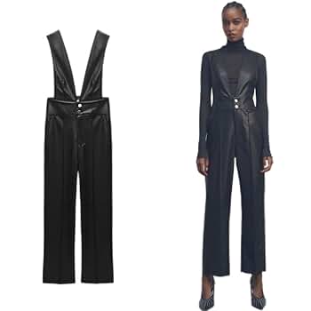 明日削除します ZARA オールインワン Amazon | ZARA フェイクレザースラウチーフィットオーバーオール