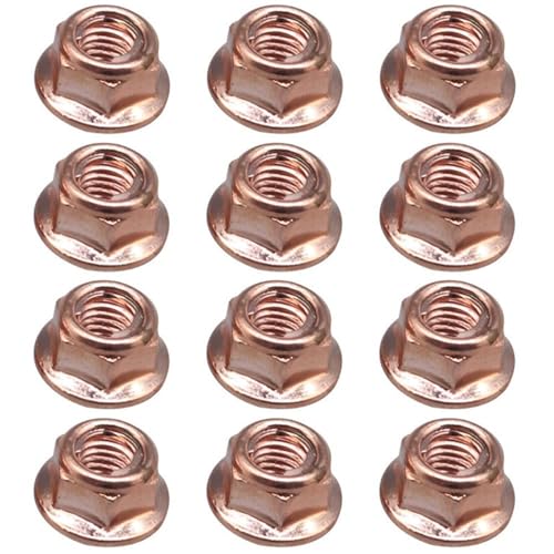 12 Pcs Car Exhaust Manifold Nuts Head Copper Nut M8 Hex Nuts Copper Self Locking Car Parts for Bmw E30 3 Series