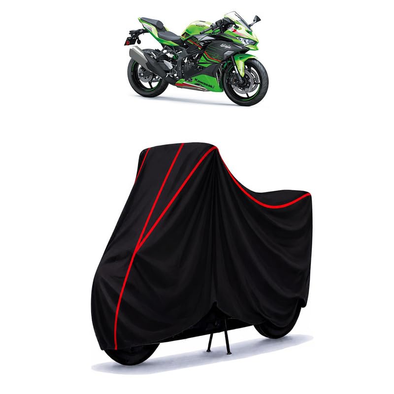 Image of Ninja ZX-4RR Water Resistant Bike Cover for All Motorcycles & Rain | Heavy Duty Taffeta Fabric | UV Protection, Dustproof, Scratchproof | All Weather Two Wheeler Body Cover with Elastic Bottom