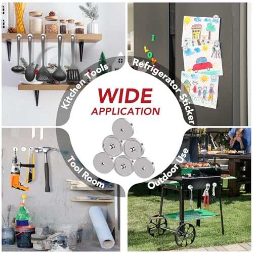 Top Magnets TOP-NA36-6P-SLIVER 150Lbs Strong Magnets, Heavy Duty Magnets With Screws And Iron Sheets, Neodymium Magnets With Countersunk Hole For Hanging, Cruise, Industrial thumb #3