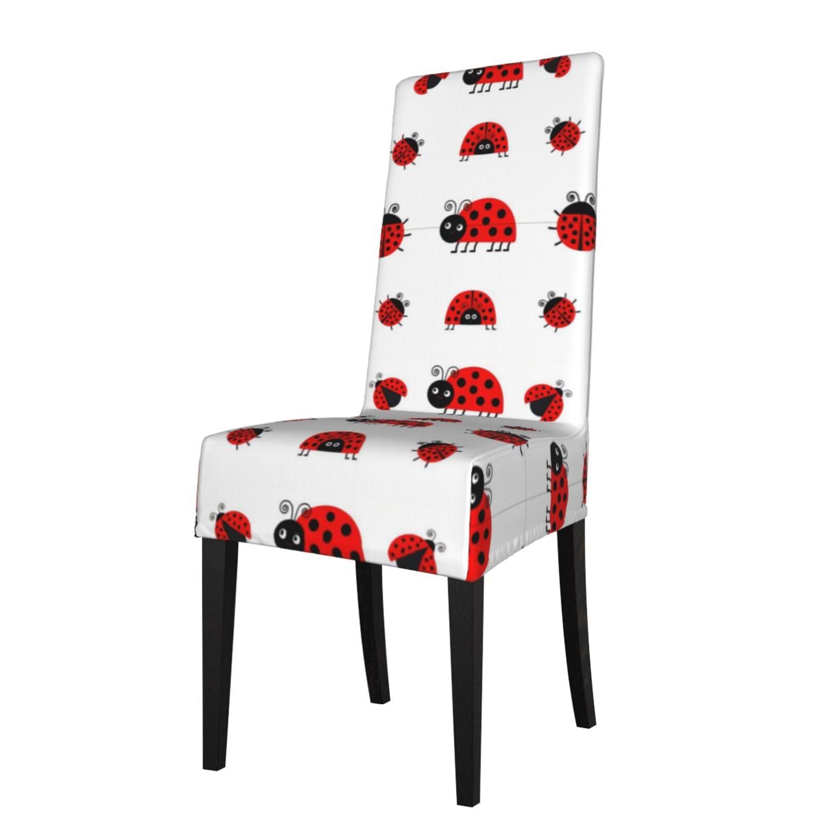 YYHWHJDE Red Ladybug Prints Protection Cover for Dining Chair – Stretchable Slipcovers for a Refreshing Dining Room Makeover
