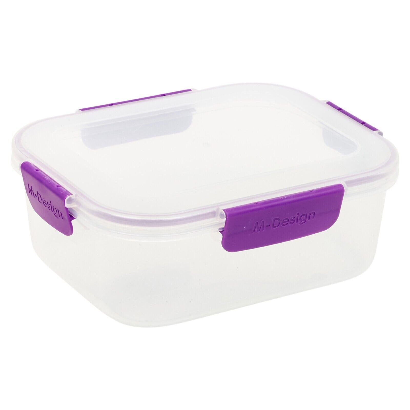 Urbn-Chef Height 8Cm 2.1L Purple Set Of 6 Food Plastic Storage Container Airtight Seal Clip Lock Lid from B&Q