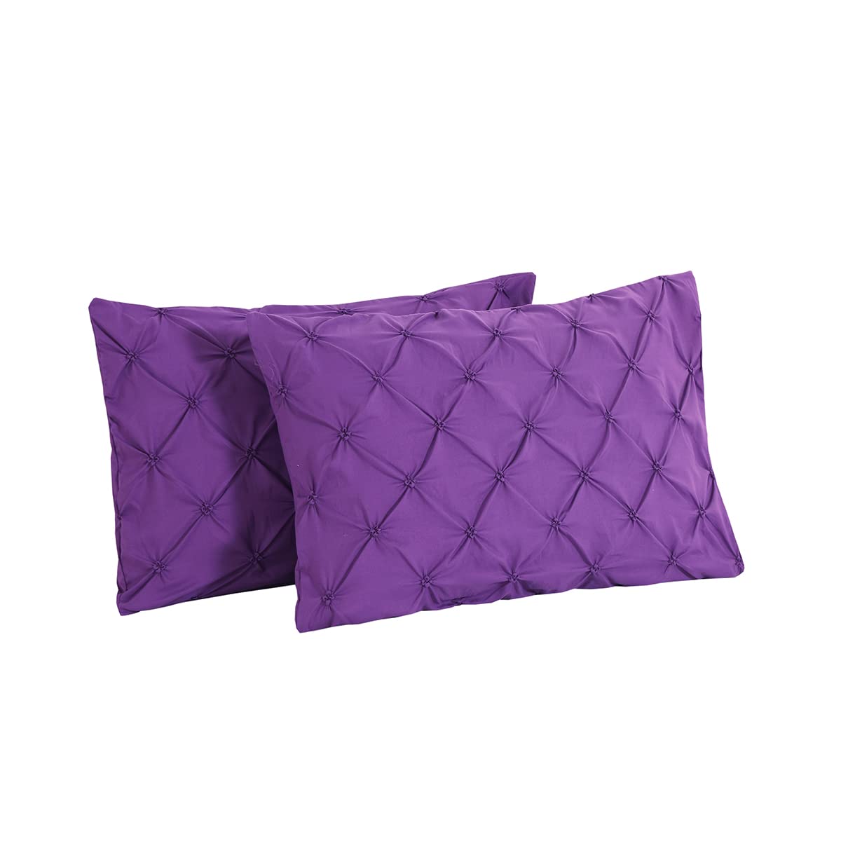 Vaulia Decorative Pintuck Pillow Shams, Soft Microfiber Pinch Pleated Design, Standard Size - Purple Color 2 Pack