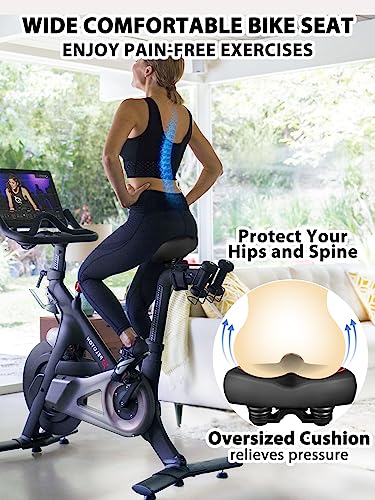 𝟮𝟬𝟮𝟯 𝗡𝗲𝘄 Wide Bike Seat Cushion For Peloton Bike & Bike+, Bicycle Seat Replacement For Men & Women, Comfort Oversized Saddle Compatible With Peloton, Spin Bike & Exercise Bike (Red) #TOP1