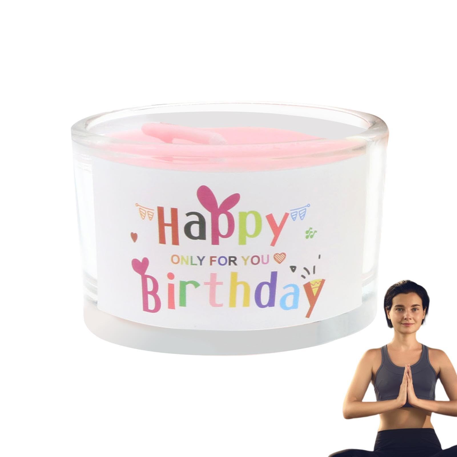 Bolosa Candele profumate in vetro profumo di rosa, candele di compleanno, candela profumata Happy Birthday, regalo di compleanno per donne, candela con scritta, 150 g, candele profumate per