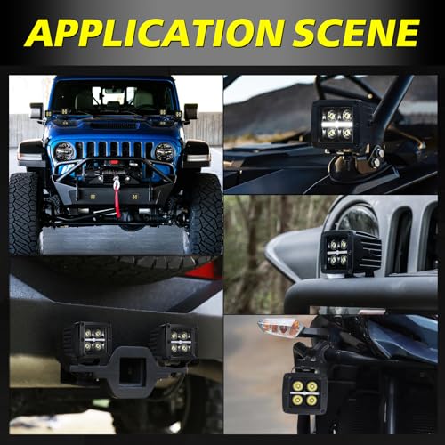 Image of 3 inch CREE LED Cubes with DRL 80W Spot Beam Square 3x3 LED Pod Lights Offroad Driving Light Fog Ditch Lights for Trucks Pickup Motorcycle SUV UTV ATV Dirt Bike Golf Cart