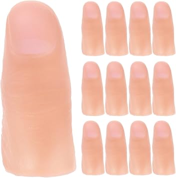 Totority 40-Piece Silicone Thumb Tip Finger Cots Seamless Vanish Trick Props for Stage Magic, Party Pranks & Halloween Cosplay, 2.2In Reusable Covers for Magicians & Beginners