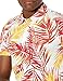 Amazon Brand - 28 Palms Men's Standard-Fit Performance Cotton Tropical Print Pique Golf Polo Shirt, Cardinal Red/Gold Palm Leaves, Small