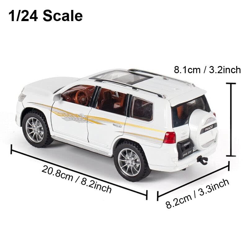 Image of Model 1:24 Prado Model Alloy Metal Pull Back Die-cast Car Openable Doors with Sound and Light Vehicle Car Toy for Kids - Multicolor