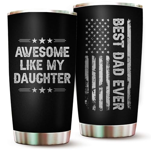Awesome Like My Daughter Fathers Day Tumbler Dad Cup Father Gifts from Daughter - Best Dad Ever Tumbler - Best Gift for Dad Mugs from Daughters Best Father Ever Gifts - Stainless Steel Tumbler 20oz