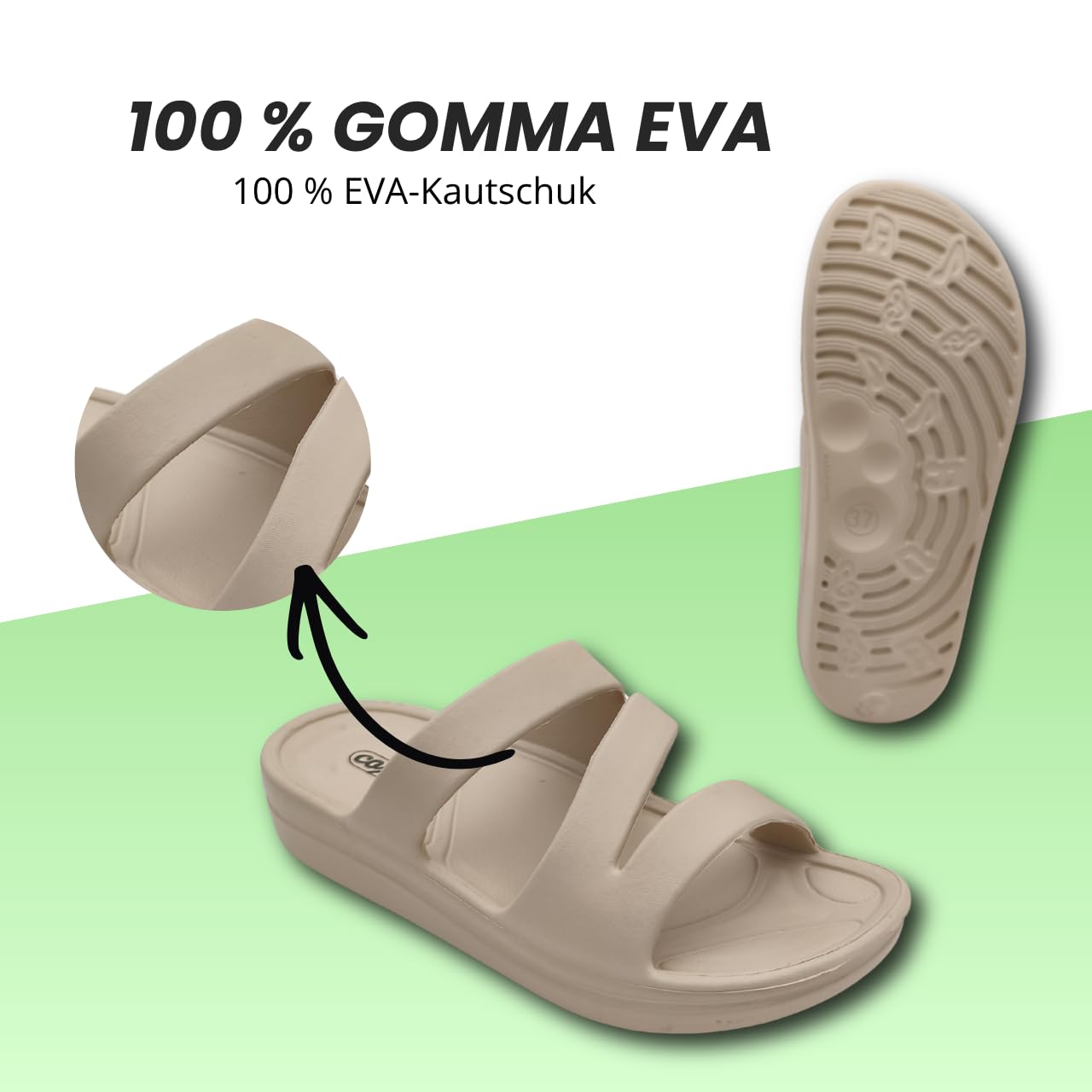 Ritmo Ciabatte Donna Estive in Gomma EVA, Sandali Slide Platform con Sottopiede Massaggiante per Mare Piscina Casa Doccia