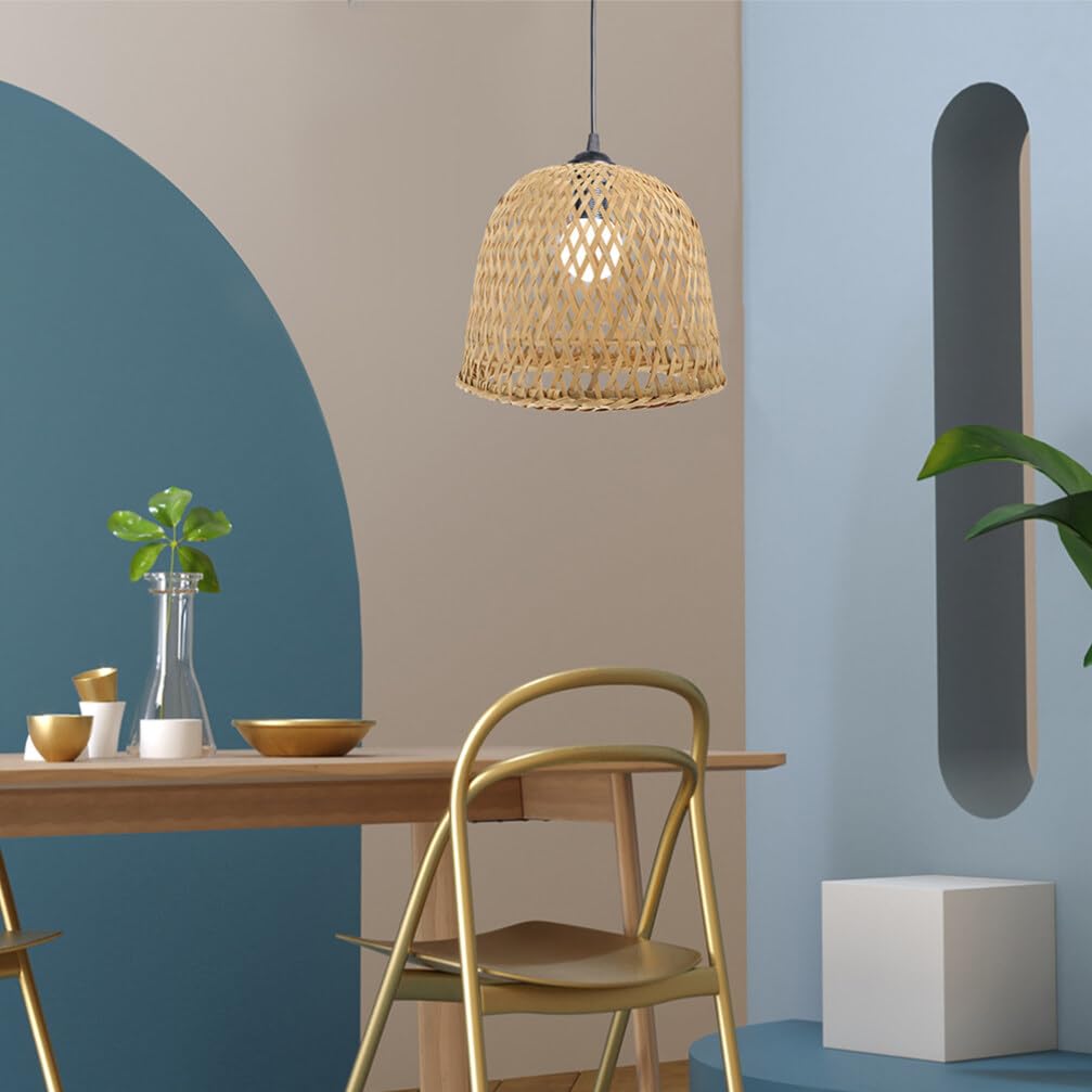 Garneck Lot De 2 Abat-jour En Bambou Tissé - Remplacement Suspension Plafonnier Boho