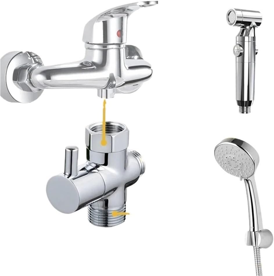 Copper 3 Way Shower Head Diverter Valve G1/2 Three Function Switch Adapter Connector Head Faucet Segregator Bathroom Accessories(2 Way Diverter-A)