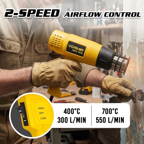 Image of VORMIR VR HG18-55 Hot Air Tool 1800W, 400C-700C Temperature Range, 300-550L /min Air Flow Heat Gun for DIY & Professional Use - 12 Months Warranty