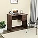 Small Computer Desk for Small Spaces: Brown Computer Desk with Drawer Writing Study Table with 2 Side Drawers Classic Home Office Laptop Desk Brown Wood Notebook Table (35.4x17.7x29.1 Inches)