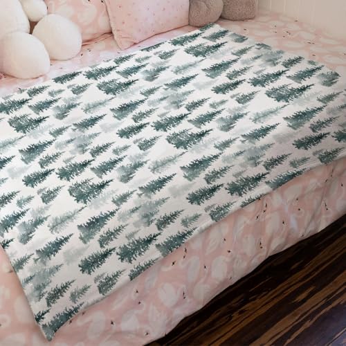 Image of HawSkgFub Pine Trees Forest Baby Blanket for Boys Gift, Winter Flannel Fleece Nursery Bed Swaddle Receiving Blankets, Soft Lightweight Newborn Toddler Infant Kids Crib Bedding 40 x 50