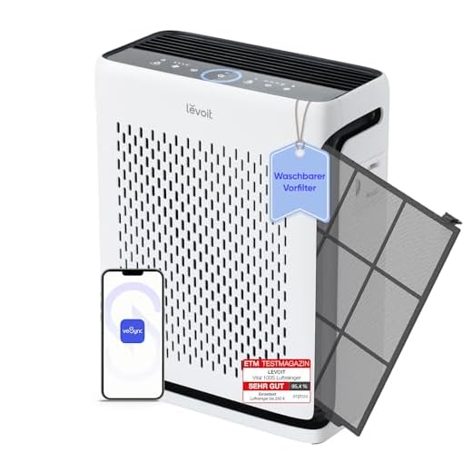 LEVOIT H13 HEPA Luftreiniger Allergiker für 52㎡ Wohnung Raucherzimmer, 23dB Air Purifier mit Staub-&Lichtsensor, Tiermodus & Washbarer Vorfilter, gegen 99,97% von Schimmel Pollen Tierhaare&-gerüche