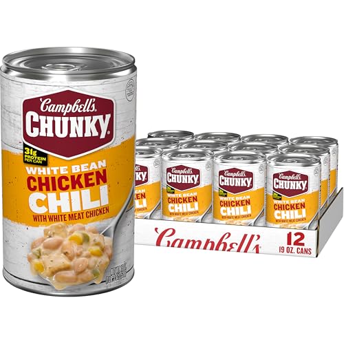 Campbell’s Chunky White Bean Chicken Chili, 19 oz Can (Pack of 12)