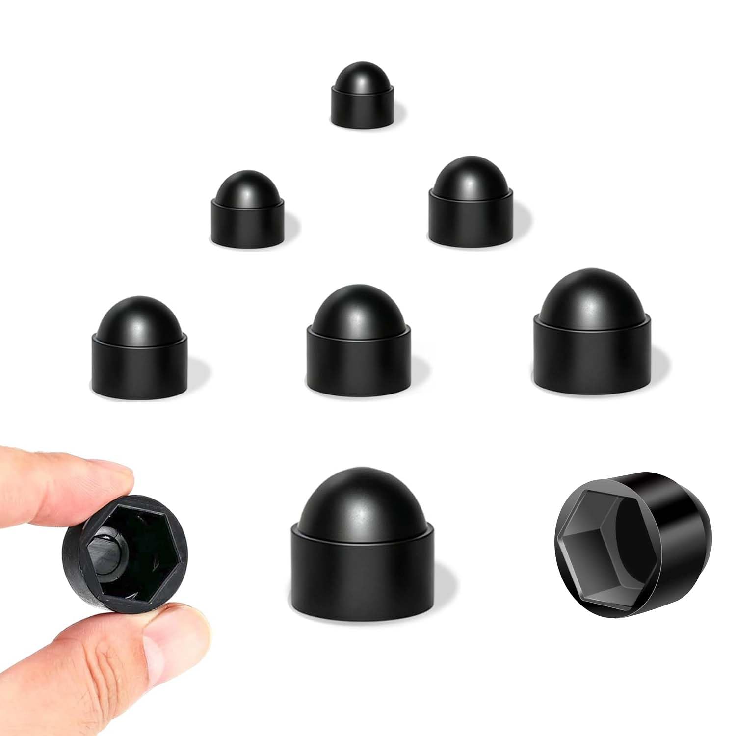 234Pcs Black Nut Caps,Plastic Hex Head Dome Screw and Bolt Covers