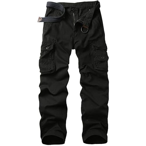 AKARMY Men's Casual Cargo Pants Military Army Camo Pants Combat Work Pants with 8 Pockets(No Belt)