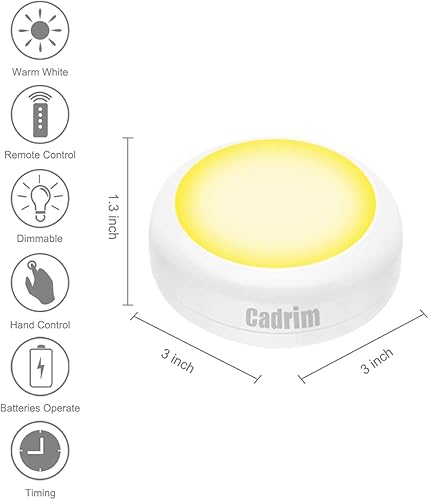 Miniatura 7 de Cadrim Luces de disco  LED que cambian de color, luces regulables debajo del gabinete con controles remotos inalámbricos para cocina (paquete de 1)