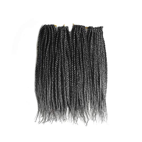 Leyoo Kanekalon Box Braid Crochet Hair 12 Inch (96 Roots/Box) Thin Box Braids Crochet Braids Hair Extension For Women (M 1B/Grey)