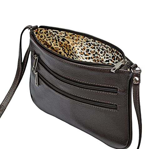 Bolsa Pequena Couro Legítimo Transversal Feminina Madamix (Café)