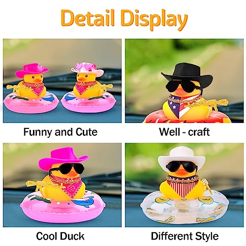 image for wonuu Car Rubber Duck Decoration, West Cowboy Duck Car Dashboard Decor