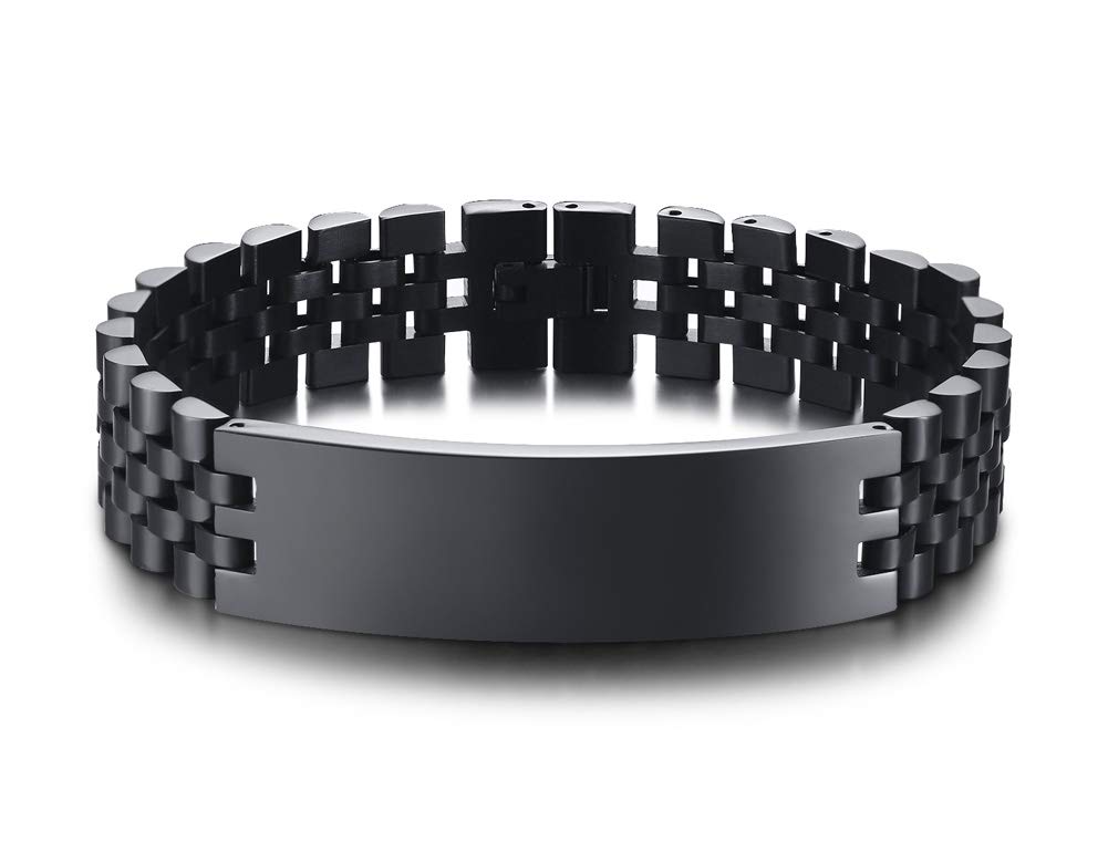 VNOX Masculine Watch Band Stainless Steel Link Bracelet Personalized Jewelry Gift for Men DAD Father Husband Boyfriend