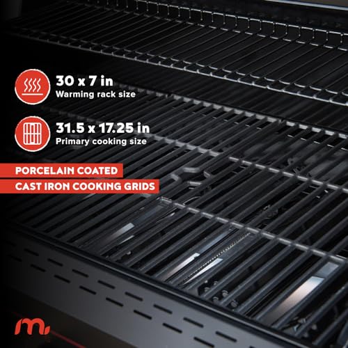 6-Burner Propane Barbecue Gas grill, Side Shelves With Hooks, for Camping, Outdoor Cooking, Patio, Garden Barbecue Grill, Open Cart With Side Tables, Black