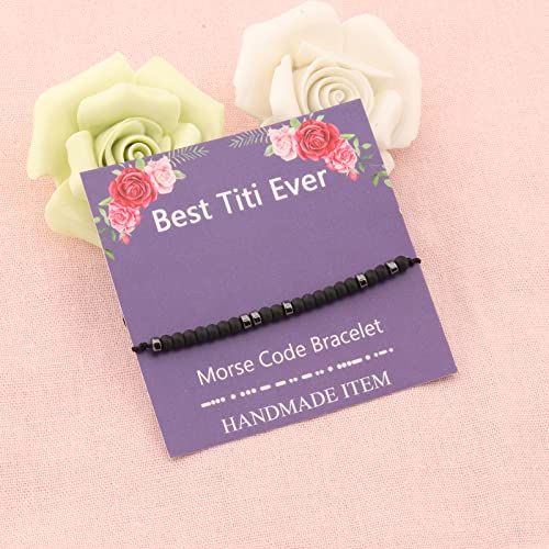 FEELMEM Best Titi Ever Morse Code Bracelet - Auntie Appreciation Jewelry, New Titi Gift, Aunt of Groom4