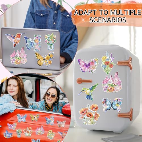 Imanes decorativos para refrigerador con arte de pintura diamante 16 piezas miniatura 4