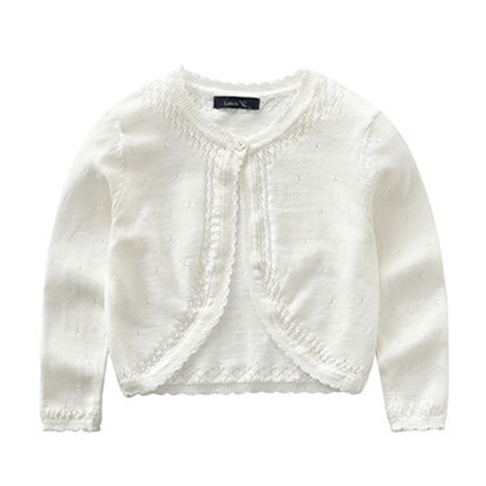 LOSORN ZPYBaby Girl Sweater Cotton Toddler One Button Closure Bolero Shrug Cardigan Sweatshirt White 110