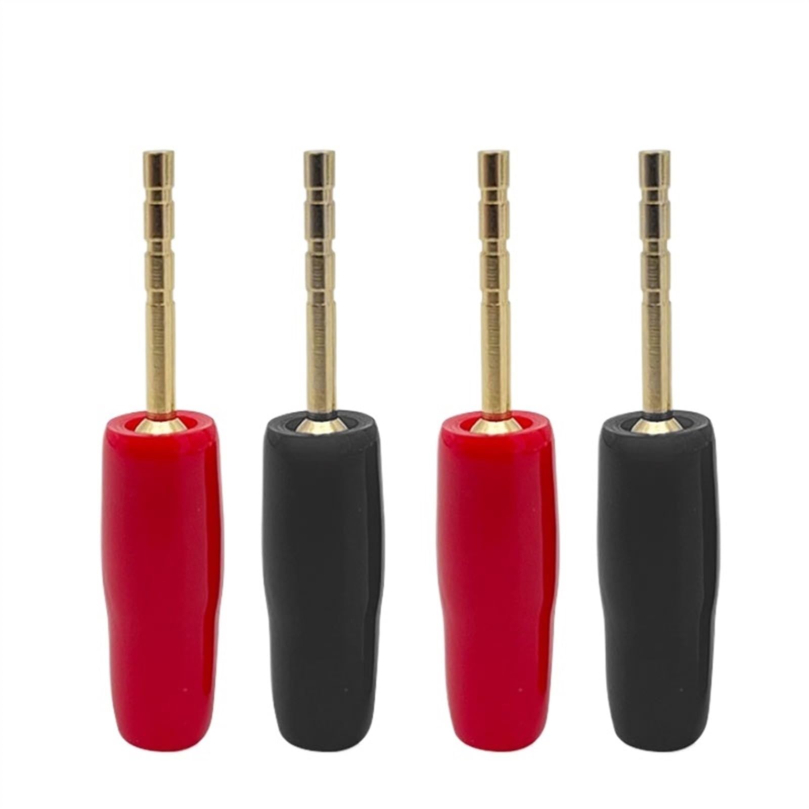 Adaptateur de fiche Banane à Broche Droite en cuivre plaqué Or, 20 pièces, bornes Banane à Broche Droite, fiches de Haut-Parleur, connecteur de câblage (Color : 10 Red 10 Black)