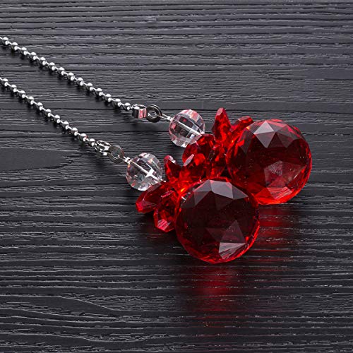 Image of Crystal Ceiling Fan Pull Chains Hanging Pendants Prism Pack Of 2 Red