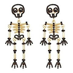 H-Gold Plated Black Skeleton Earrings