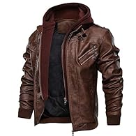 High quality PU leather hoodie jacket is made of nice soft faux leather. it keeps protected anytime you’re out on the move and safe from the rain and snow. Removable Hood zip off, can be wore as a stand collar jacket Stand collar with knitting liner,...