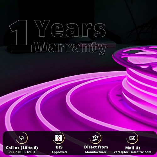 Image of Forus 5 Meter LED Neon Strip Light - Purple, Flexible Waterproof Rope Lights 16.4 Feet, Indoor Outdoor Diwali Decorative Cove Lighting, Restaurant Decorations, Home Decor, Festivals, 1 Yr Warranty
