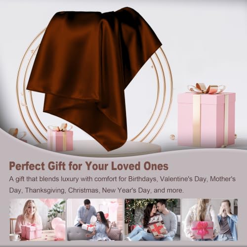 Image of LYSHIN Silk Pillow Cases 2 Pack Queen Size with Zipper, Orange | 19 Momme Mulberry Silk Pillowcase for Skin and Hair, Anti-Acne, Hypoallergenic, Cooling, Beauty Sleep, Gifts for Women