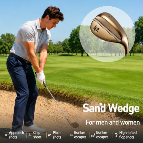 PGM 54 Degree Single Golf Wedge Set for Men and Women Right Handed with Headcover, Stainless Steel CNC Milled Full Face Sand Wedge for Bunker Escape and Short Game Bronze — view 4