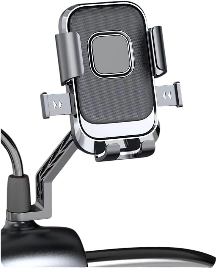 Universal Bike Mobile Stand with 360° Rotation, Handlebar & Mirror Mount Phone Holder, Shockproof Anti-Vibration Motorcycle Phone Mount for 4.7–7.2 Inch Android & iPhone Smartphones-image-3