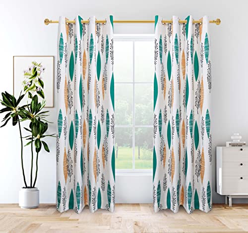 Cherry Home Country Leaf Curtains 96 inch Blossom Room Darkening Blackout Lined Curtains Panel Drapes Living Room Metallic Grommet Top Draperies,1 Panel