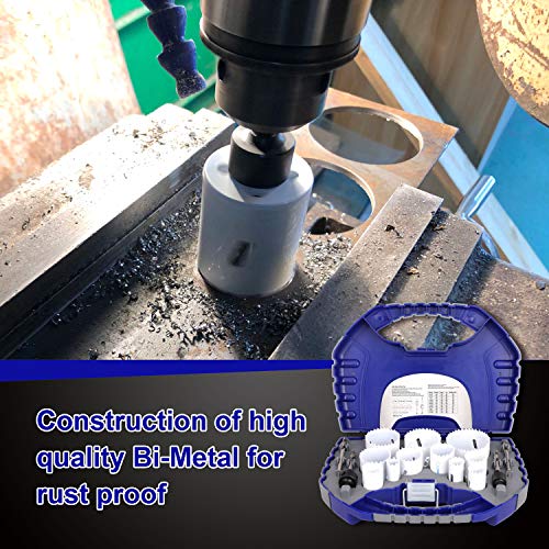 Bi-Metal Hole Saw Kit, 17 Piece General Purpose 3/4" to 2-1/2" Set with Mandrels, Durable High Speed Steel (HSS). Fast Cut Clean, Smooth and Precise Holes Through PVC, Metal, Wood, Plastic, Drywall - Thumbnail 5
