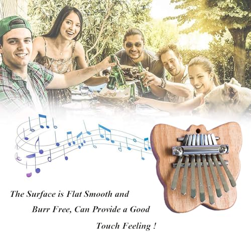 Image of Mini Thumb Piano, 8-Note Wooden Kalimba, Portable Musical Instrument for Travel & Stress Relief, Butterfly-Shaped Thumb Piano for Adults & Beginners