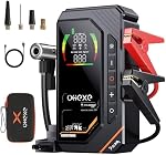 5000A Jump Starter Booster Pack with 160 PSI Air Compressor 88,8Wh 12V Battery (10L Gas/8L Diesel) Charger Booster Pack with Jumper Cables LED Light (Black)