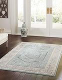 Rugs.com Aurelia Collection Rug – 3' x 5' Aqua Medium-Pile Rug Perfect for Living Rooms, Large Dining Rooms, Open Floorplans
